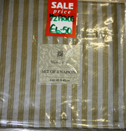 Silver and gold stripe napkins.